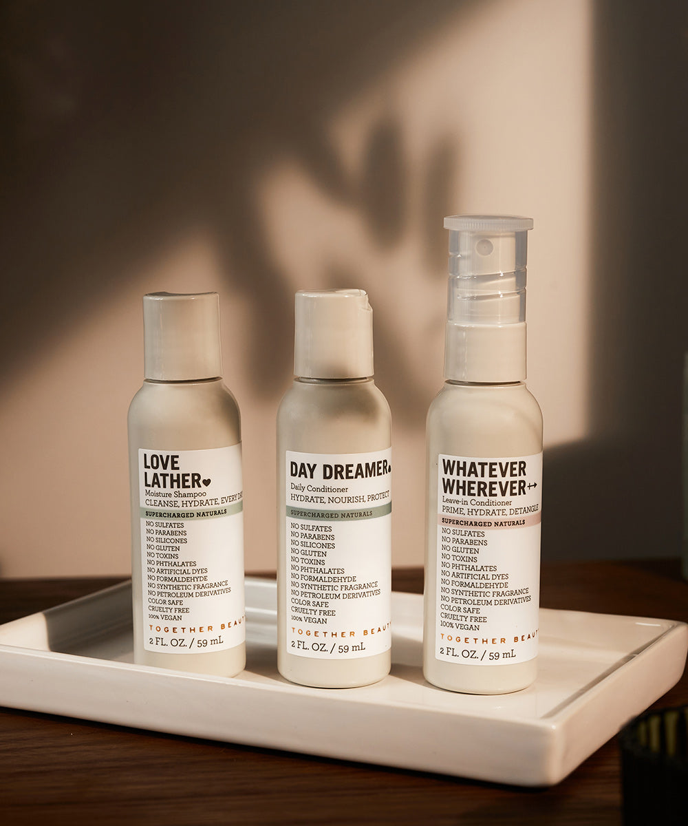 Out of Office travel hair care kit - shampoo, conditioner, leave-in conditioner