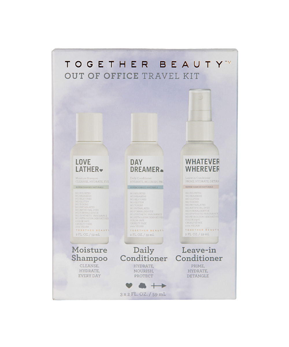 Out of Office travel hair care kit - shampoo, conditioner, leave-in conditioner