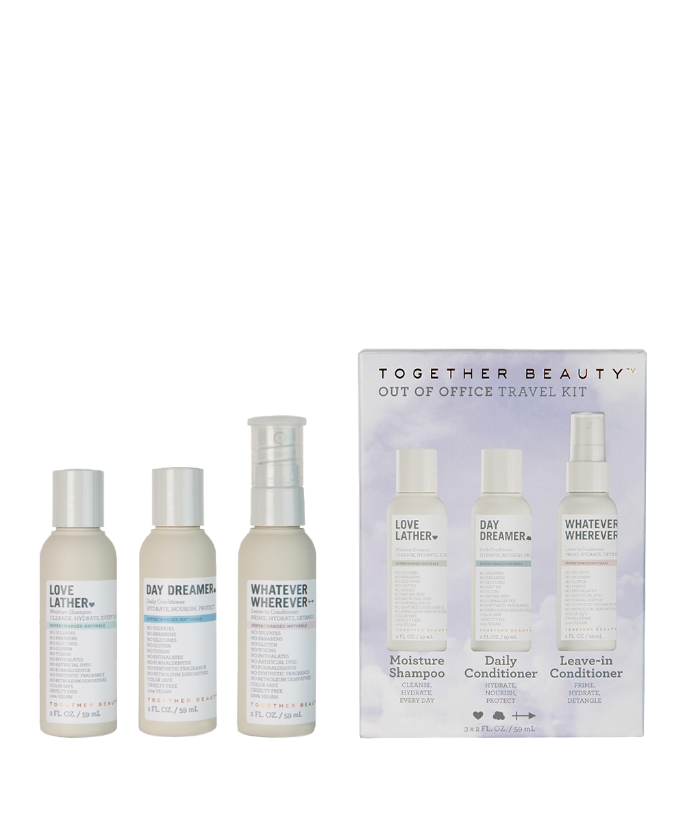 Out of Office travel hair care kit - shampoo, conditioner, leave-in conditioner